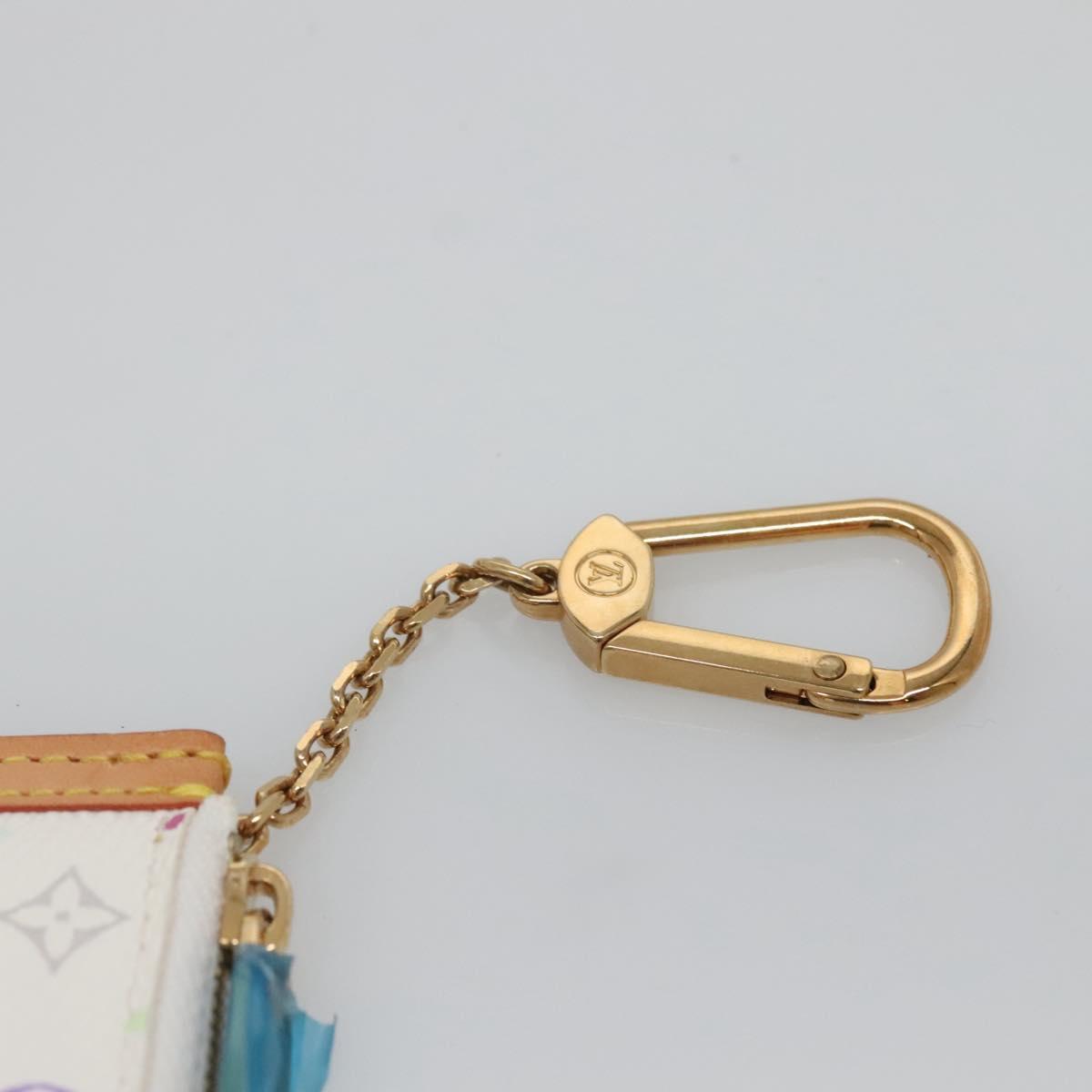 LOUIS VUITTON Multicolor Pochette Cles Coin Purse White M92655 LV Auth 139622V