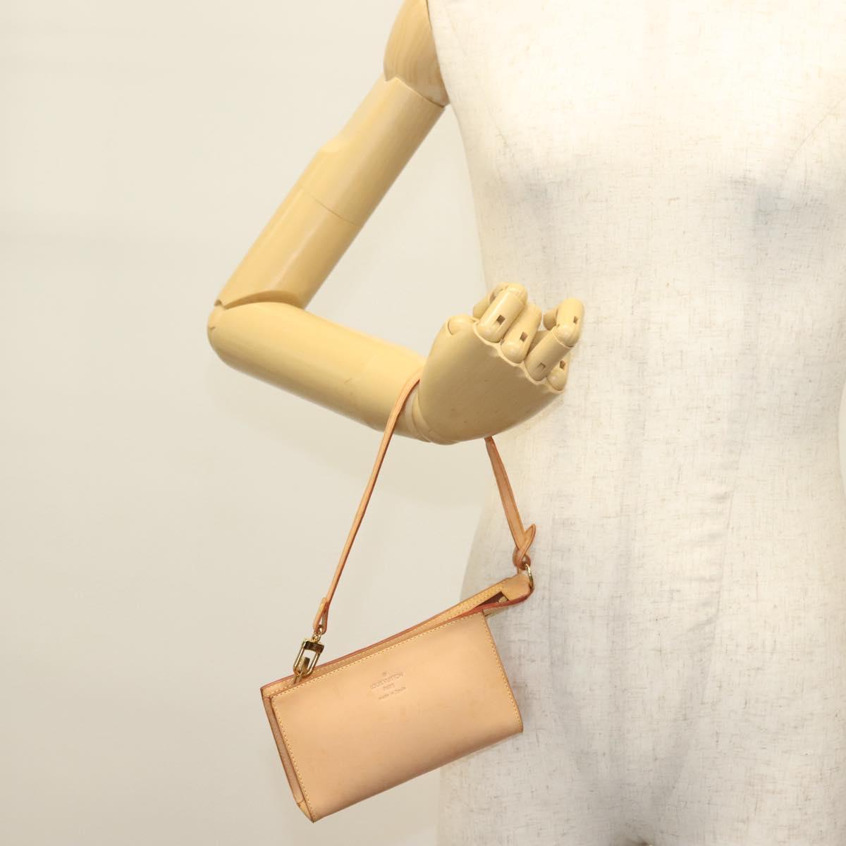 LOUIS VUITTON Nomad Cava Amble PM Pouch Leather Beige M92502 LV Auth 139626