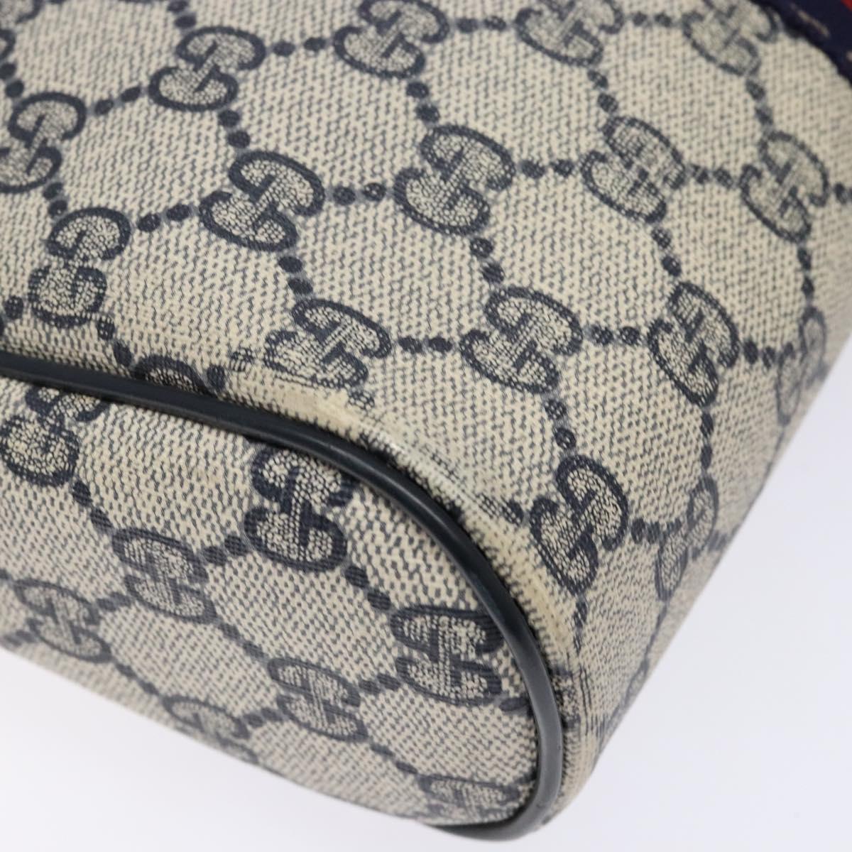 GUCCI GG Supreme Sherry Line Clutch Bag PVC Navy Gold Auth 139644