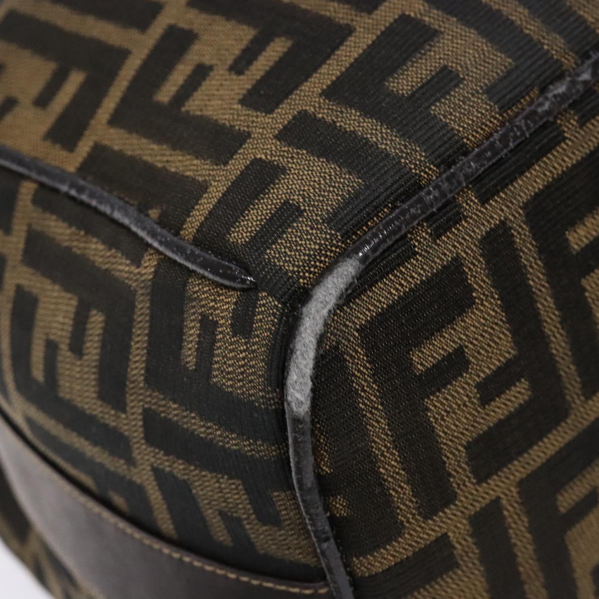 FENDI Zucca Canvas Hand Bag Black Brown gold Auth 139648