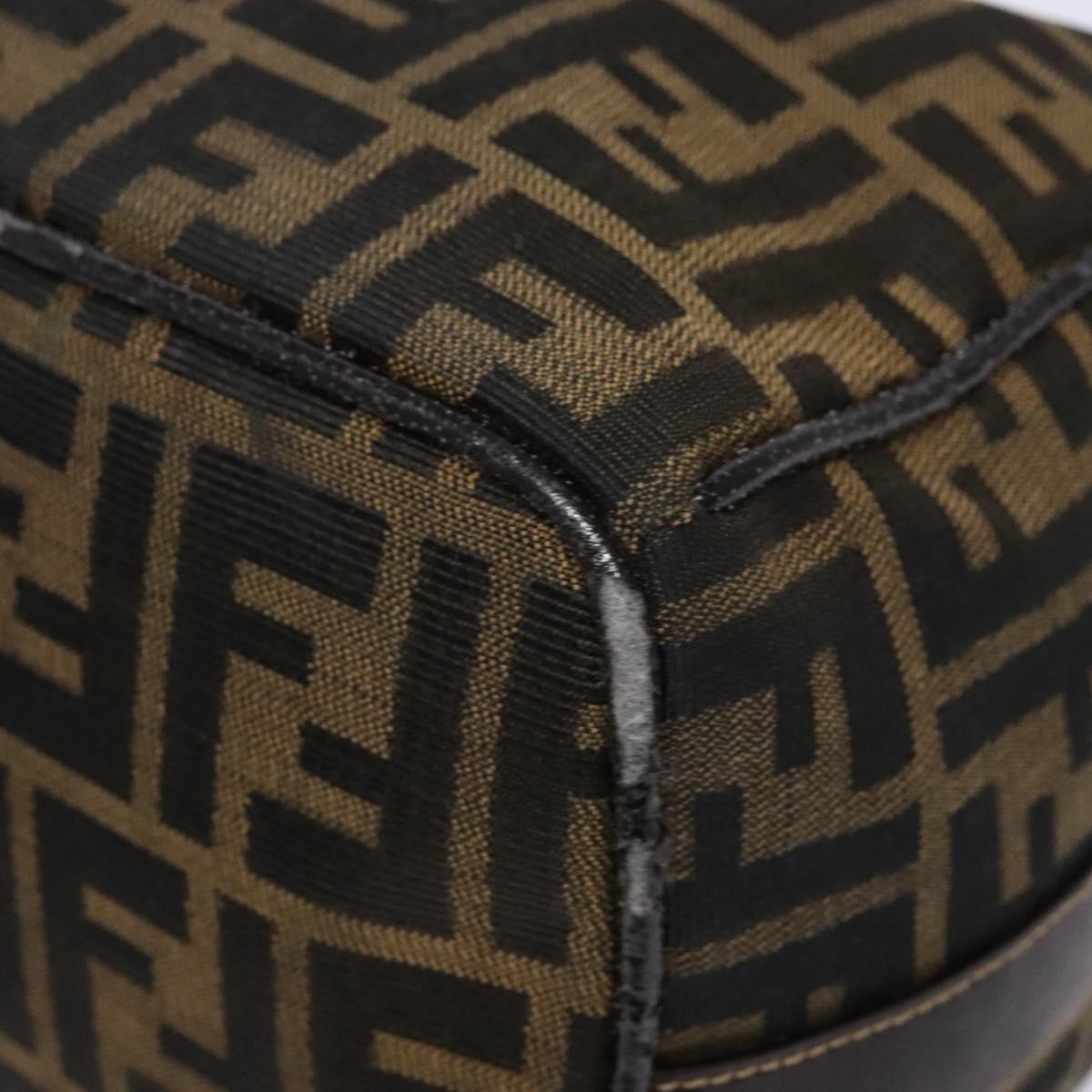FENDI Zucca Canvas Hand Bag Black Brown gold Auth 139648