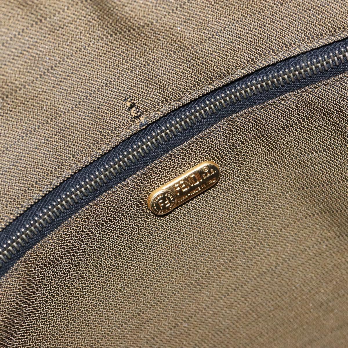 FENDI Zucca Canvas Hand Bag Black Brown gold Auth 139648
