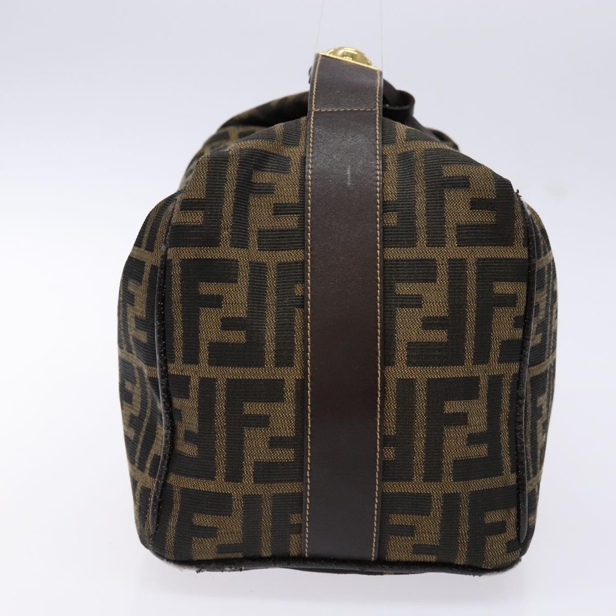 FENDI Zucca Canvas Hand Bag Black Brown gold Auth 139648