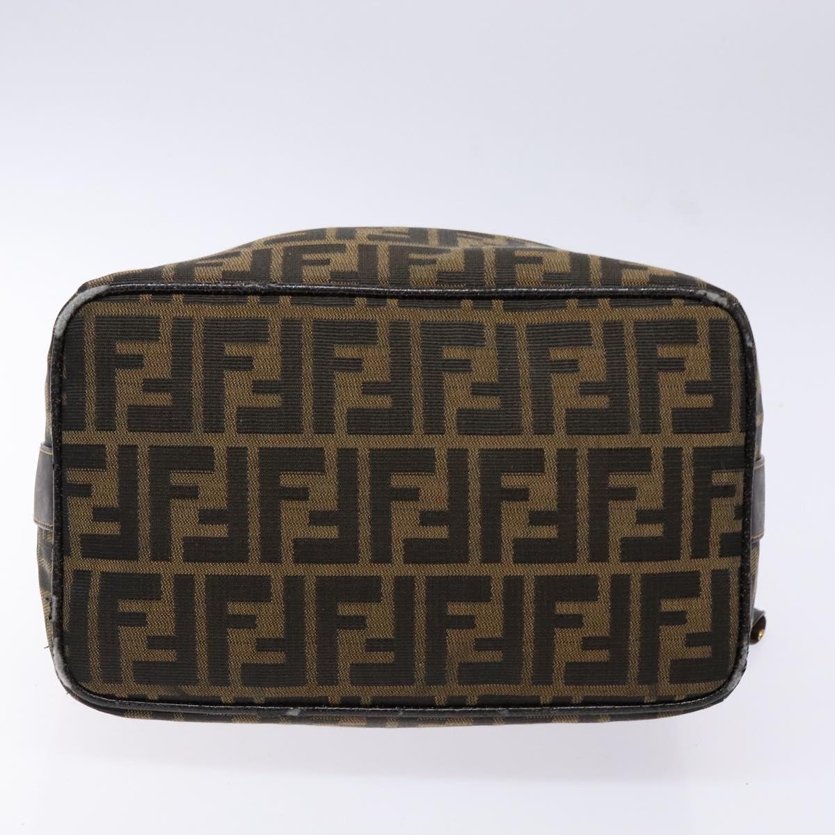 FENDI Zucca Canvas Hand Bag Black Brown gold Auth 139648