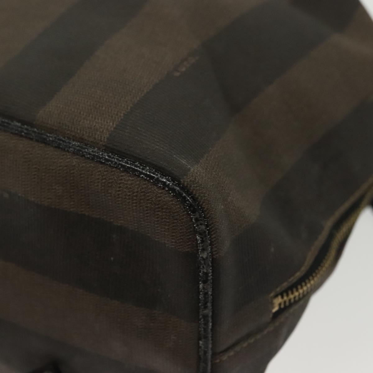 FENDI Pecan Canvas Backpack PVC Brown Black gold Auth 139650