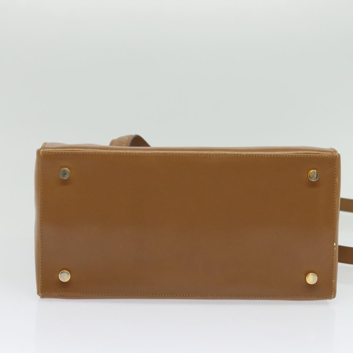 Salvatore Ferragamo Gancini Hand Bag Leather 2way Brown Gold Auth 139653