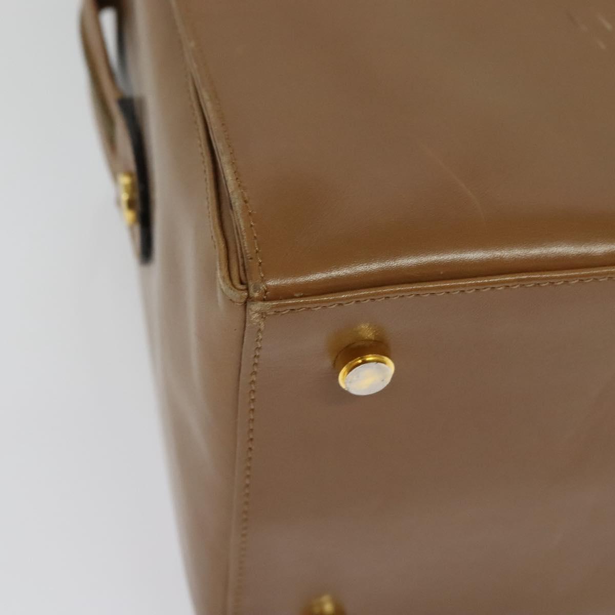 Salvatore Ferragamo Gancini Hand Bag Leather 2way Brown Gold Auth 139653