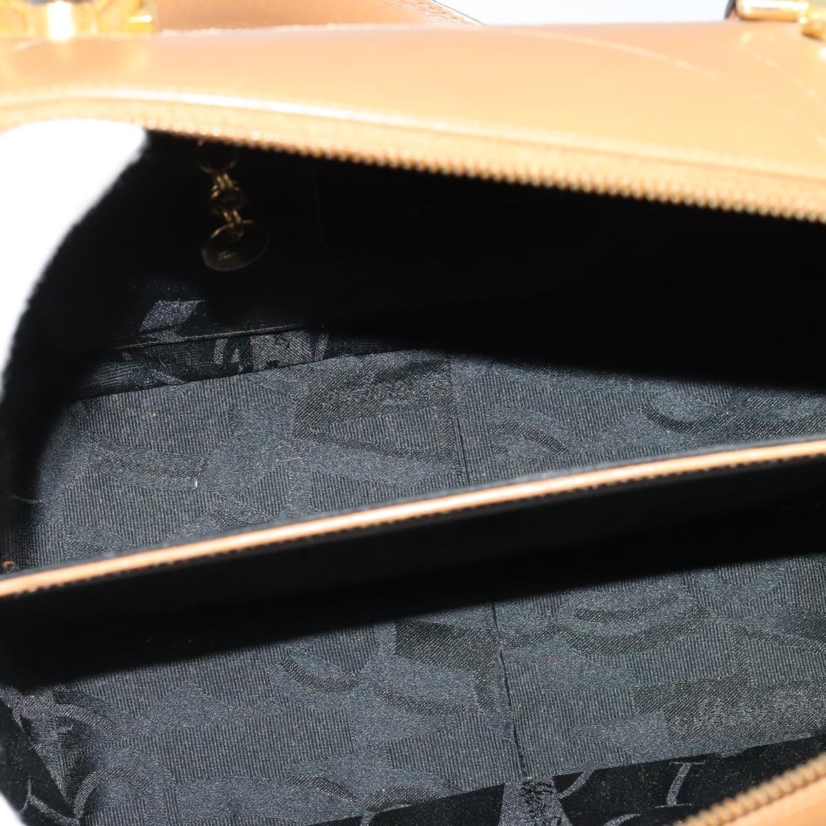 Salvatore Ferragamo Gancini Hand Bag Leather 2way Brown Gold Auth 139653