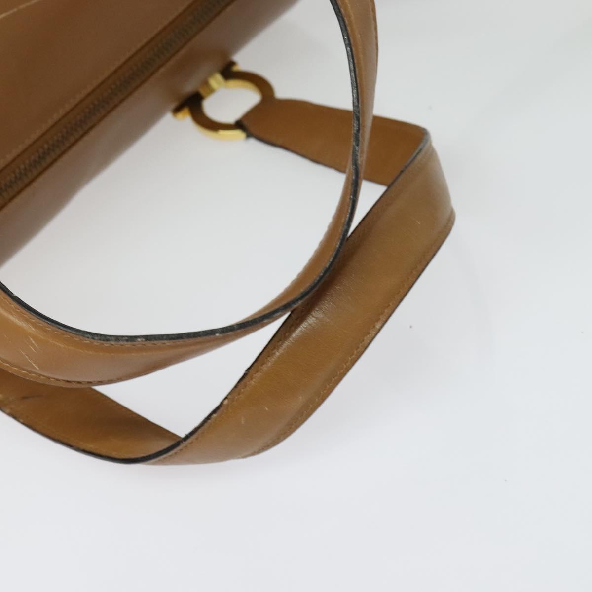 Salvatore Ferragamo Gancini Hand Bag Leather 2way Brown Gold Auth 139653