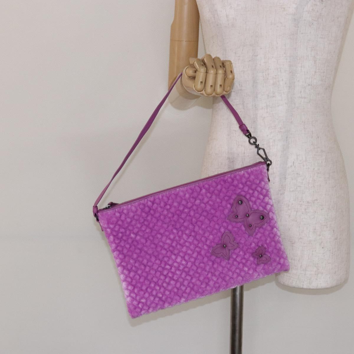 BOTTEGA VENETA Shoulder Bag Velor Purple Auth 139655A