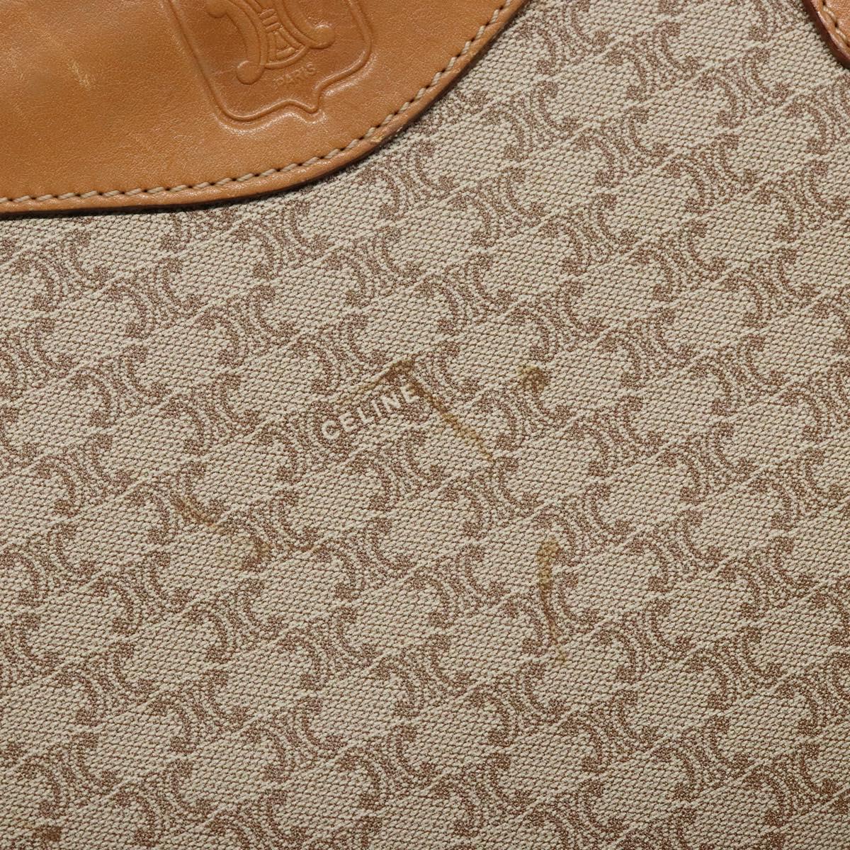 CELINE Macadam Canvas Shoulder Bag PVC Beige Gold Auth 139658