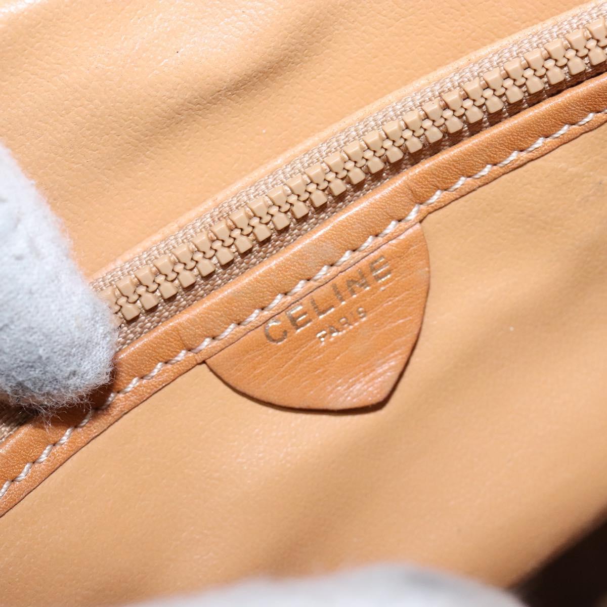 CELINE Macadam Canvas Shoulder Bag PVC Beige Gold Auth 139658