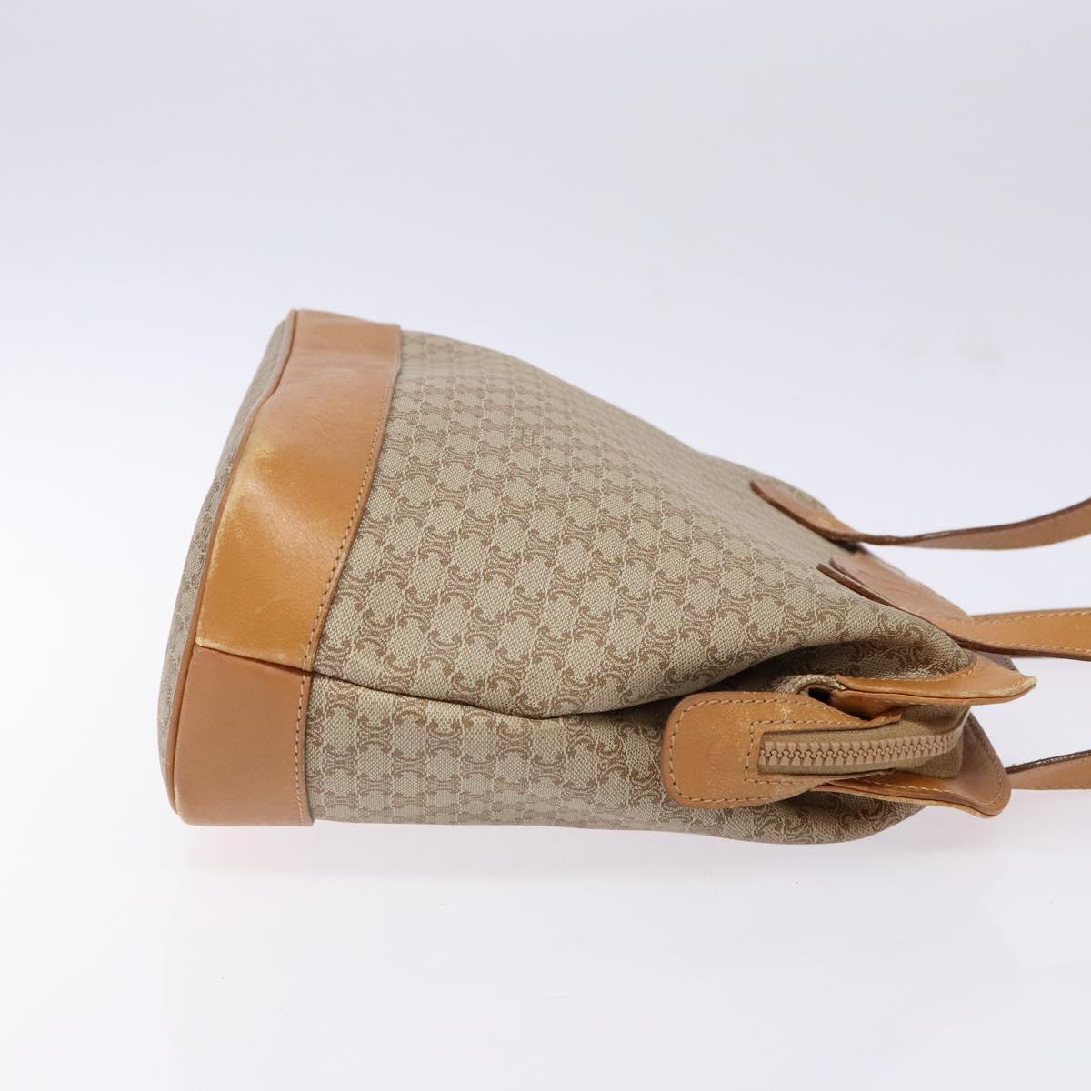 CELINE Macadam Canvas Shoulder Bag PVC Beige Gold Auth 139658