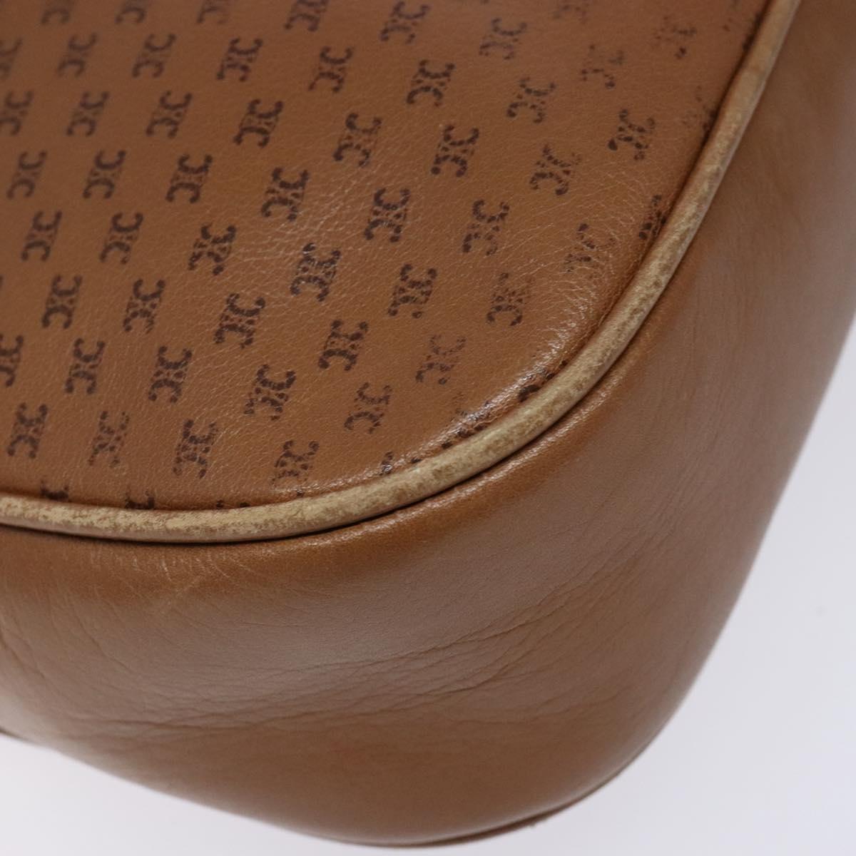 CELINE Macadam Canvas Shoulder Bag Leather Brown Gold Auth 139659