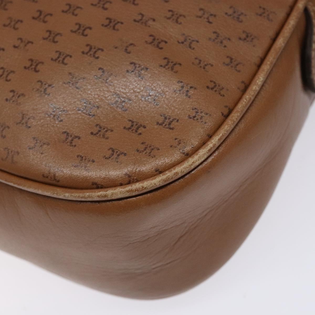 CELINE Macadam Canvas Shoulder Bag Leather Brown Gold Auth 139659