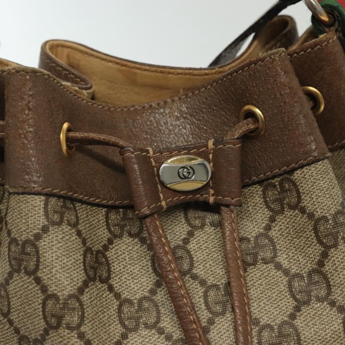 GUCCI GG Supreme Web Sherry Line Bag PVC Beige Gold 41 02 034 Auth 139660