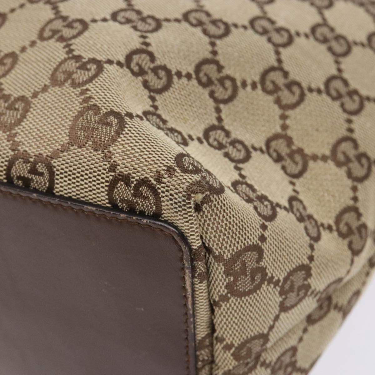 GUCCI GG Canvas Tote Bag Beige Silver 31243 Auth 139697