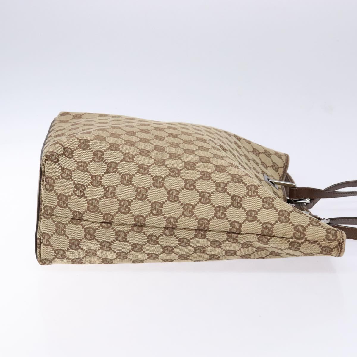 GUCCI GG Canvas Tote Bag Beige Silver 31243 Auth 139697