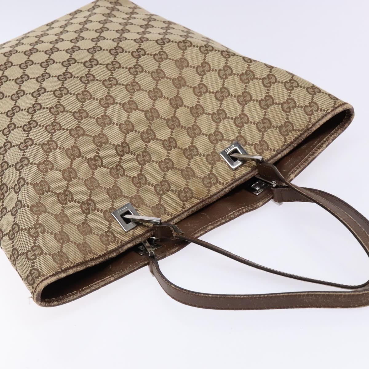 GUCCI GG Canvas Tote Bag Beige Silver 31243 Auth 139697