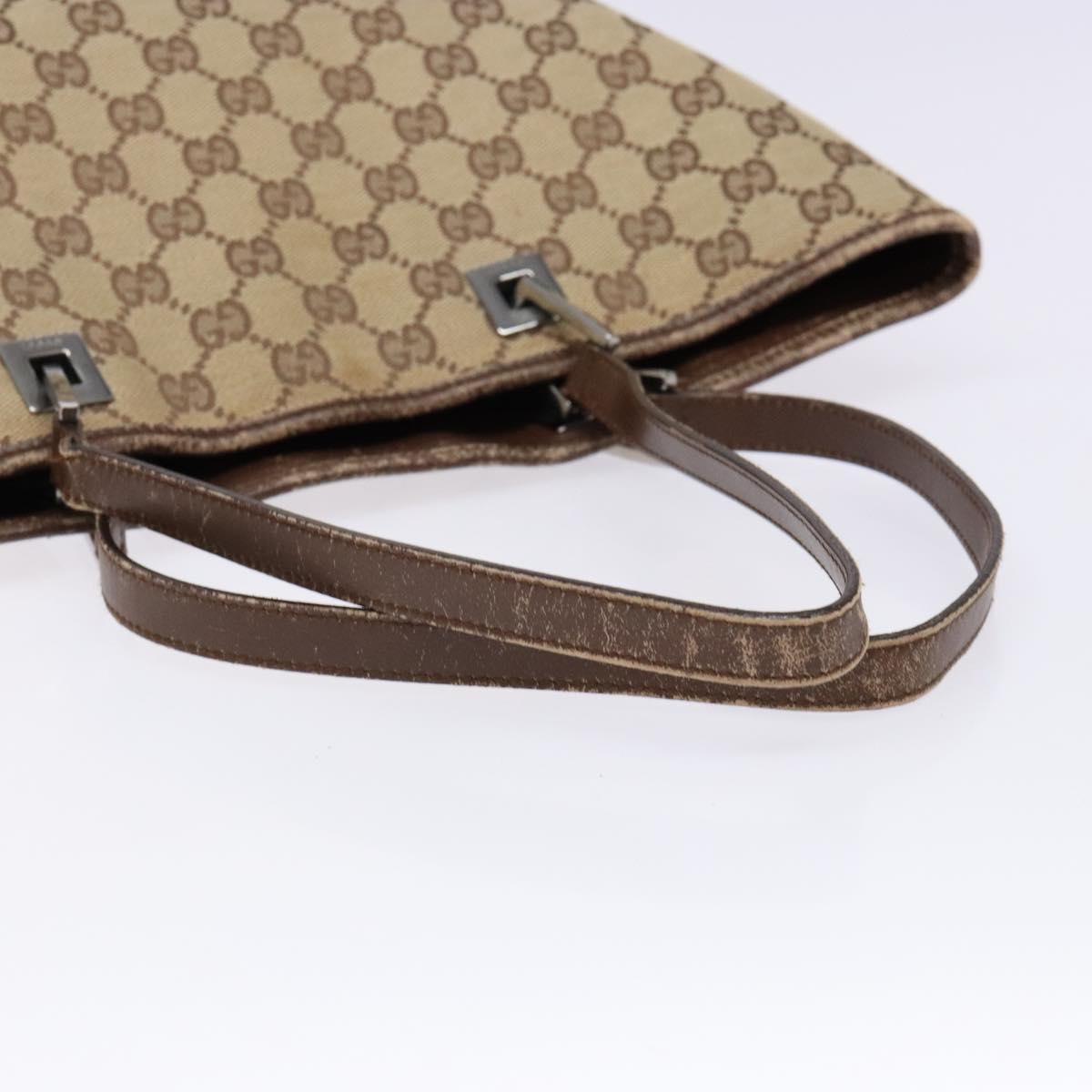 GUCCI GG Canvas Tote Bag Beige Silver 31243 Auth 139697