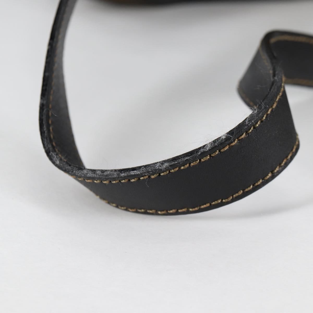 FENDI Pecan Canvas Shoulder Bag PVC Black Brown gold Auth 139699