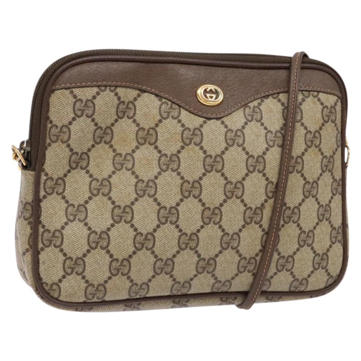 GUCCI GG Supreme Shoulder Bag PVC Beige Gold 97 02 068 Auth 139727