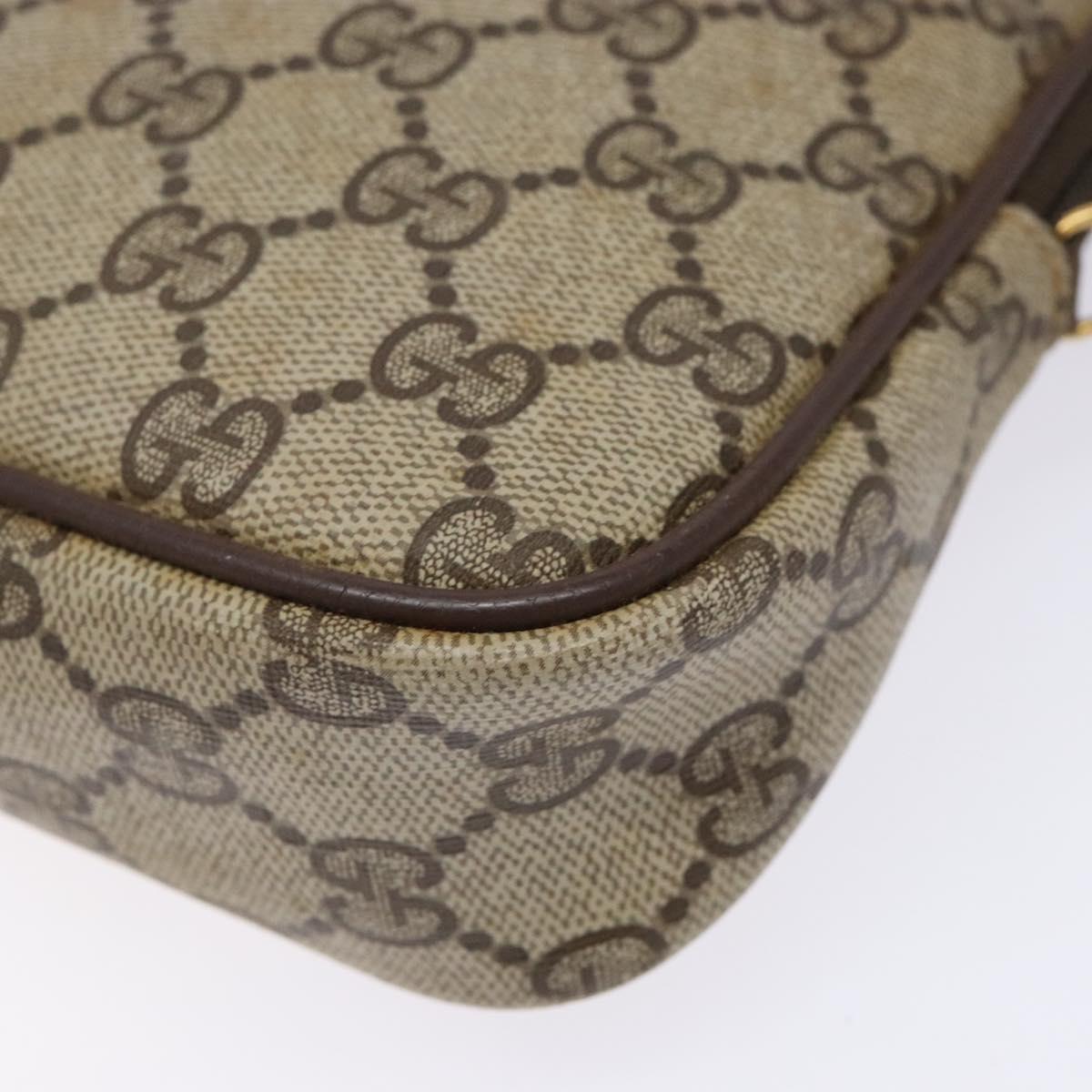 GUCCI GG Supreme Shoulder Bag PVC Beige Gold 97 02 068 Auth 139727