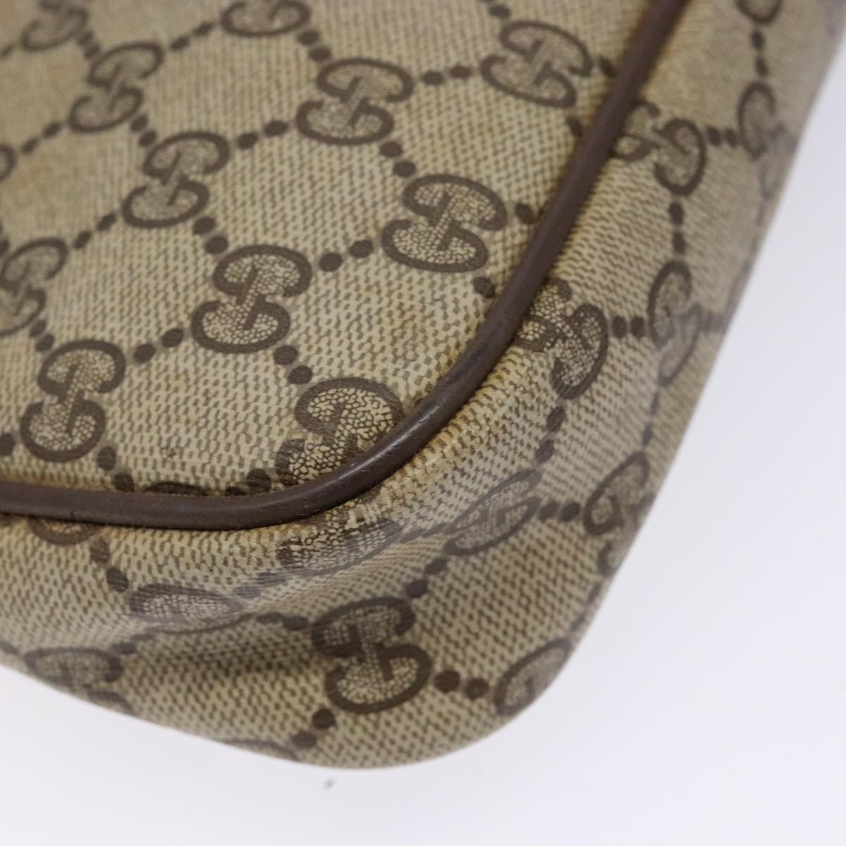 GUCCI GG Supreme Shoulder Bag PVC Beige Gold 97 02 068 Auth 139727