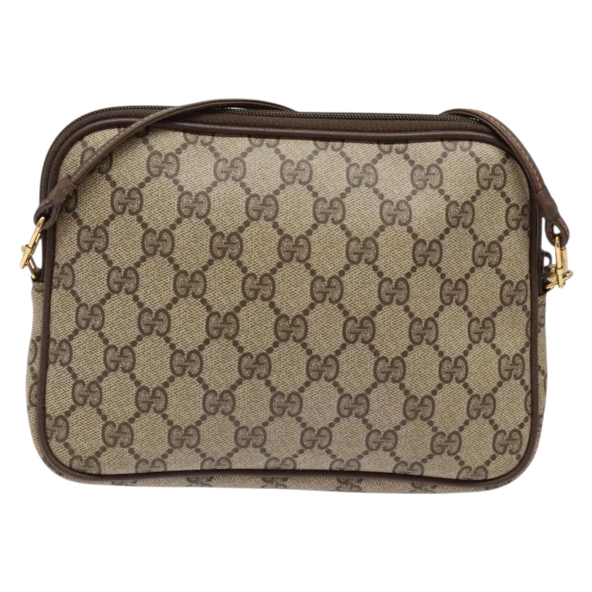 GUCCI GG Supreme Shoulder Bag PVC Beige Gold 97 02 068 Auth 139727