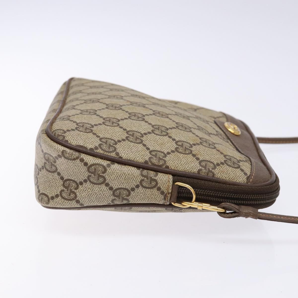 GUCCI GG Supreme Shoulder Bag PVC Beige Gold 97 02 068 Auth 139727