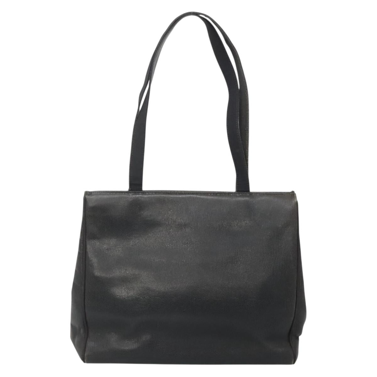 Salvatore Ferragamo Vala Tote Bag Leather Black Gold Auth 139754