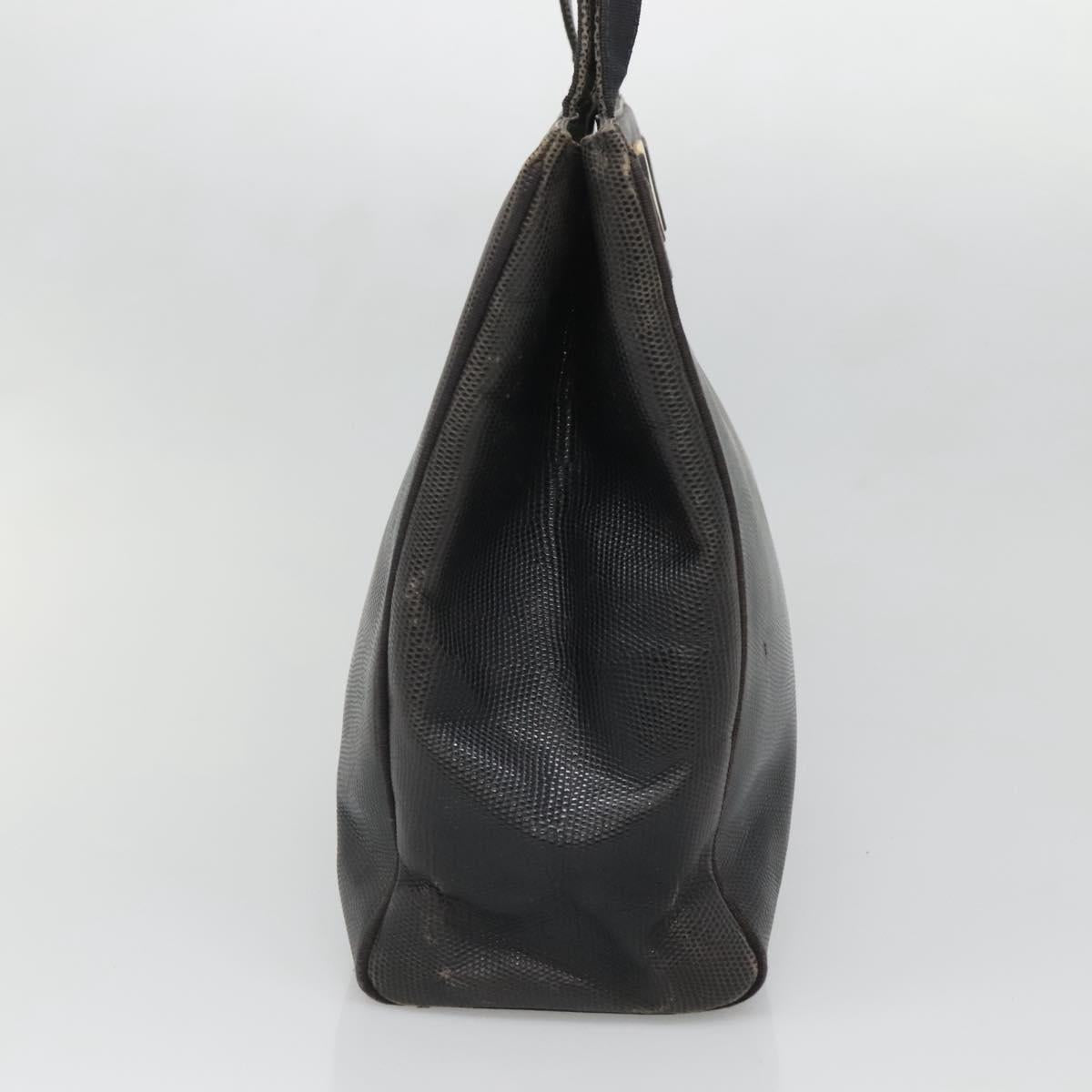 Salvatore Ferragamo Vala Tote Bag Leather Black Gold Auth 139754