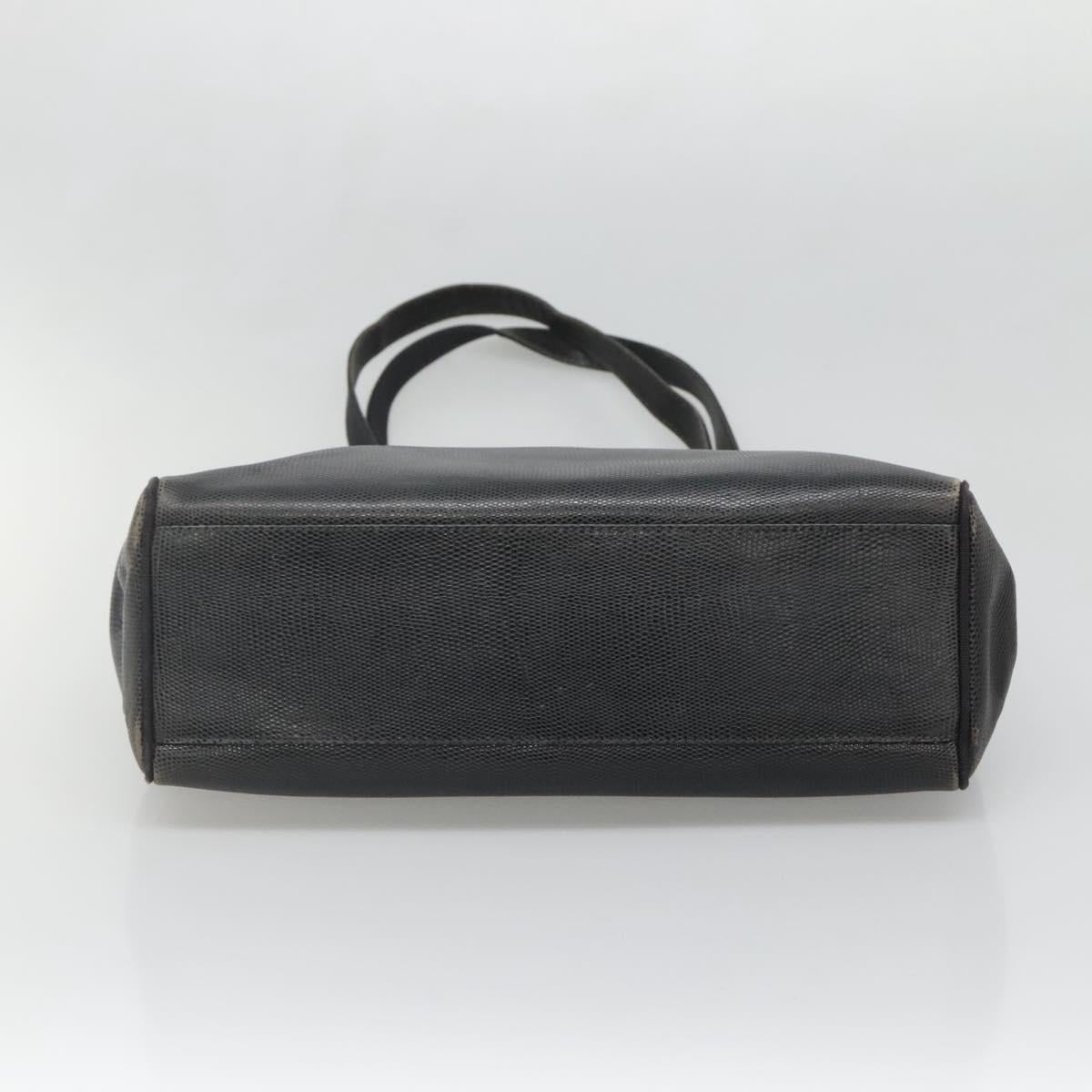 Salvatore Ferragamo Vala Tote Bag Leather Black Gold Auth 139754