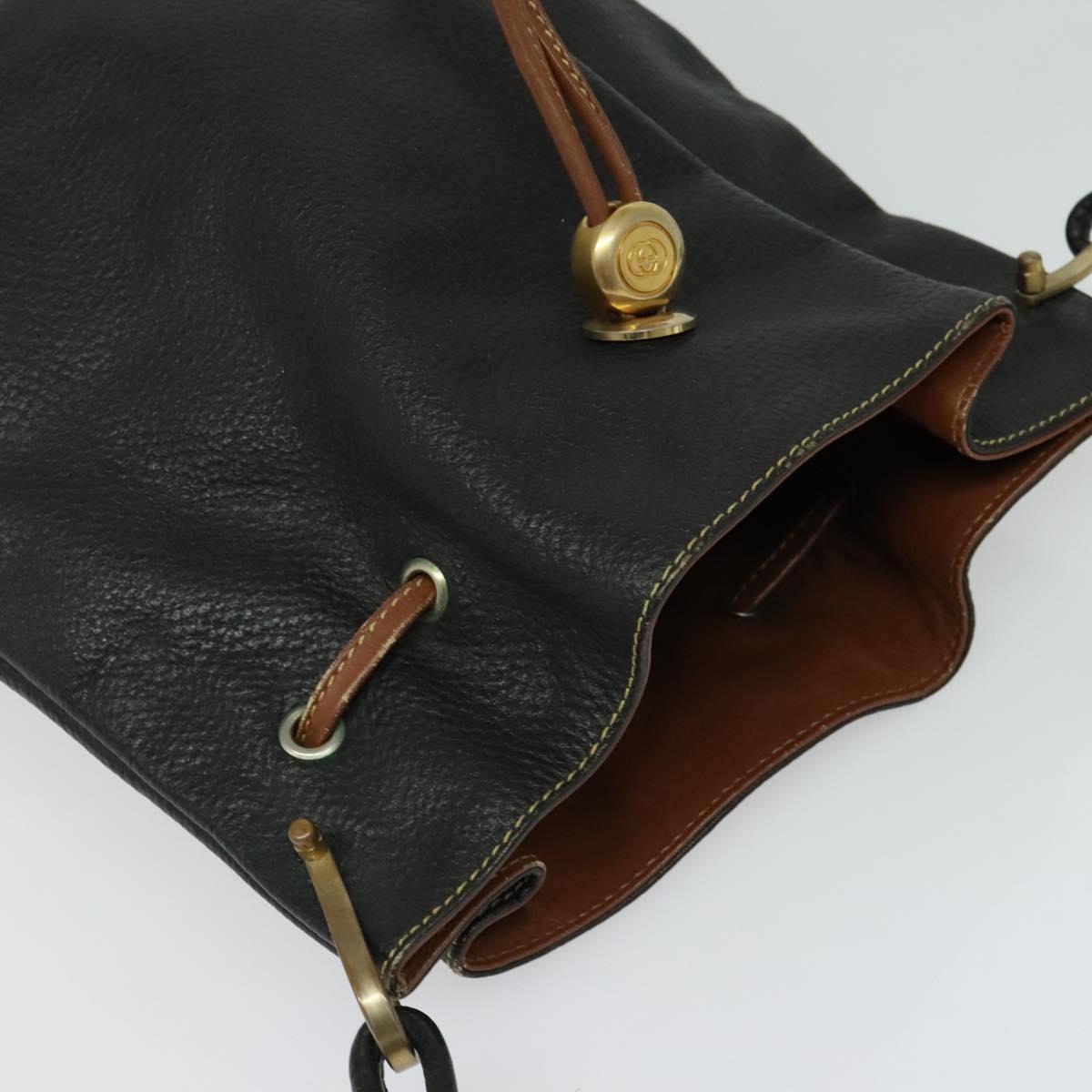 GUCCI Shoulder Bag Leather Black Auth 139755