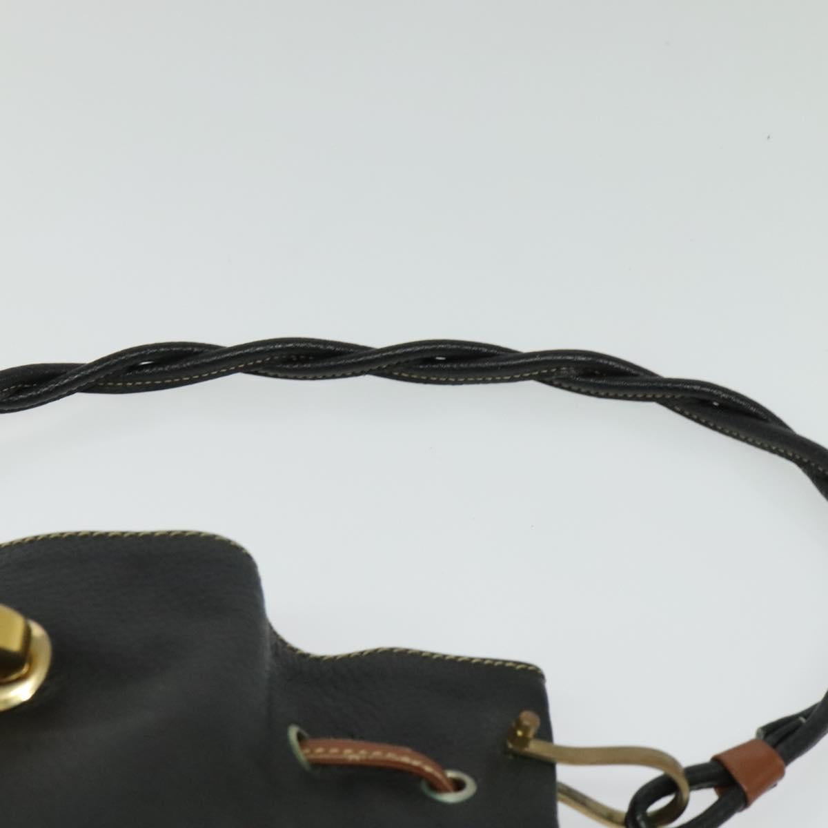 GUCCI Shoulder Bag Leather Black Auth 139755