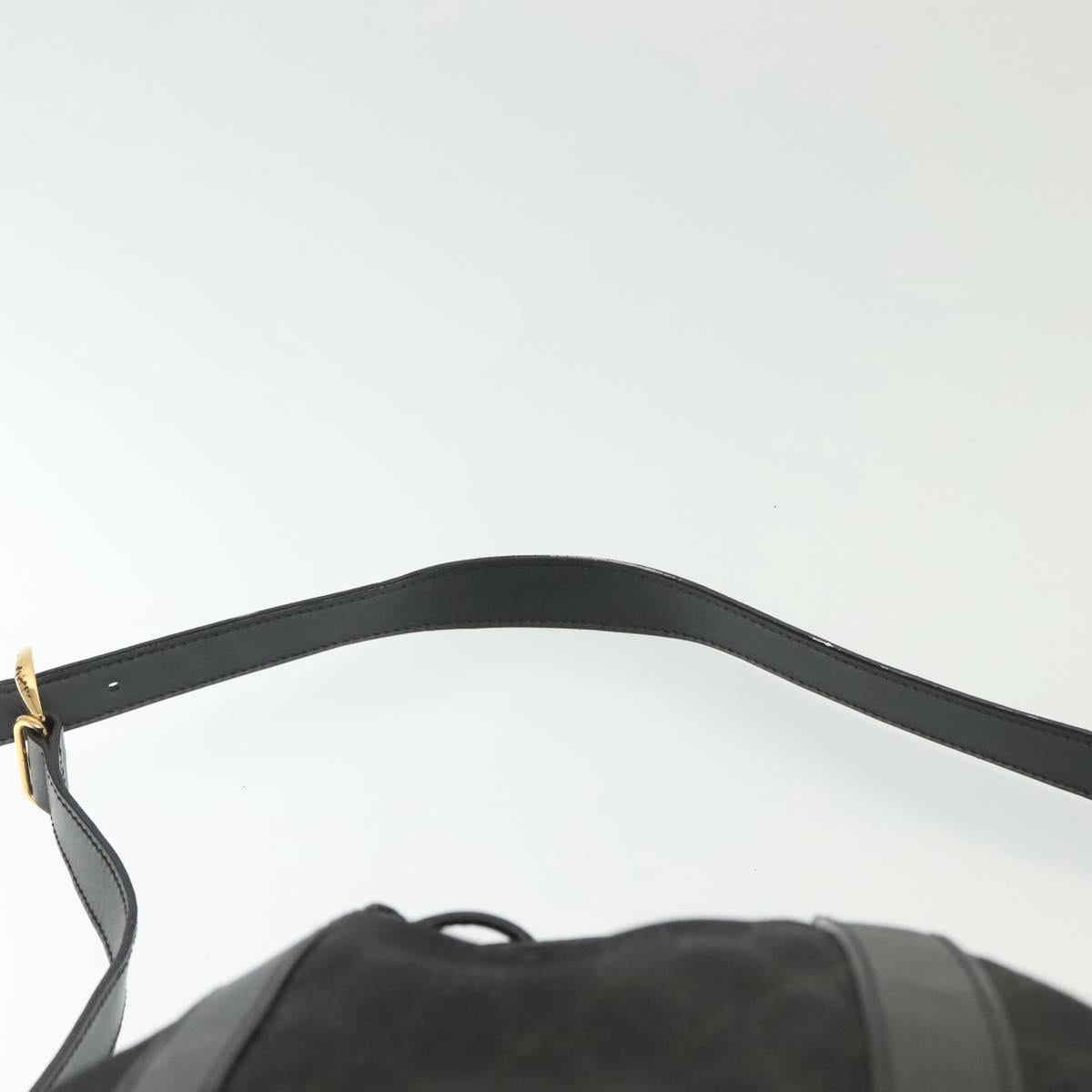 GUCCI GG Canvas Shoulder Bag Black Gold Auth 139771