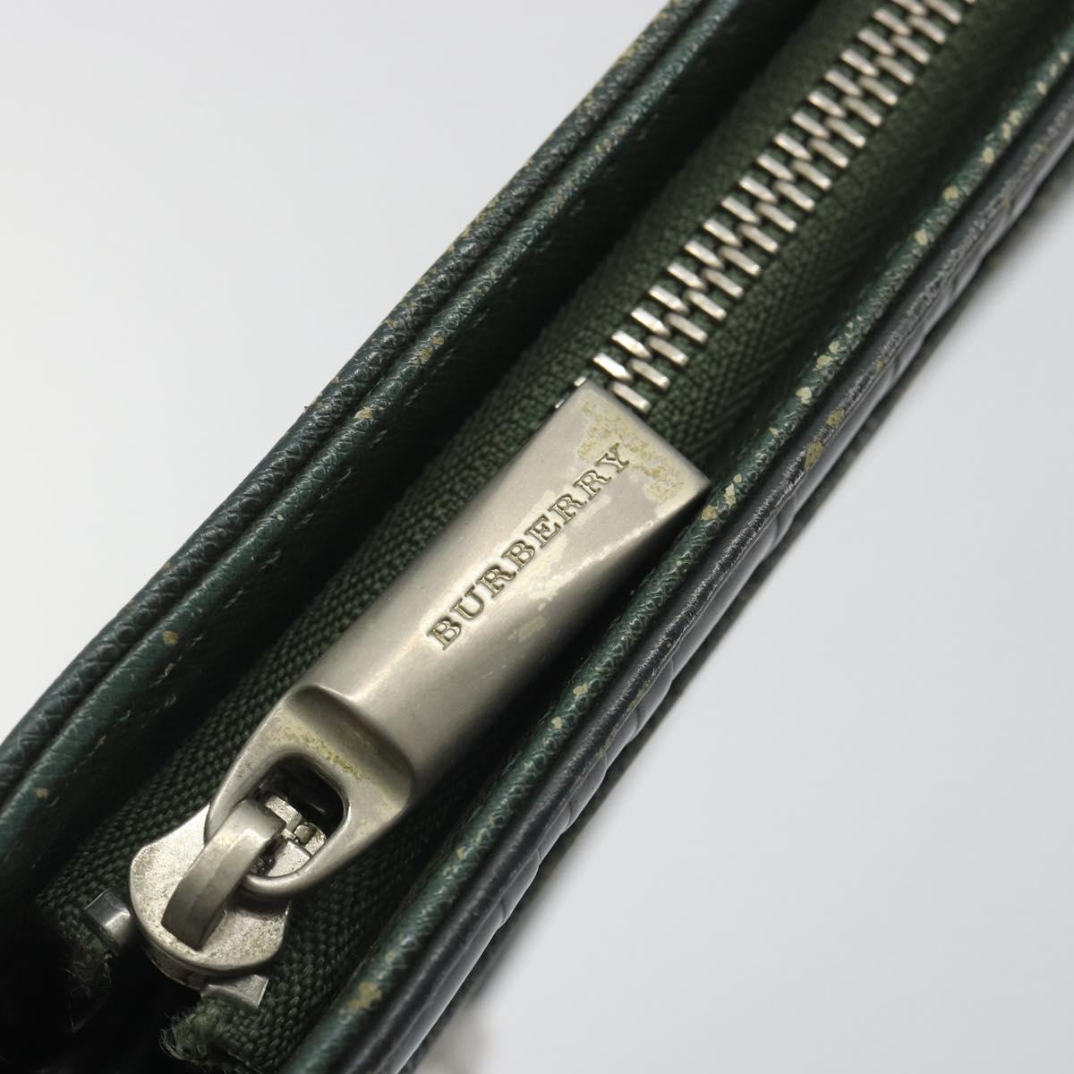 BURBERRY Nova Check Bag Nylon Leather 2 Set Beige Green Auth 139805