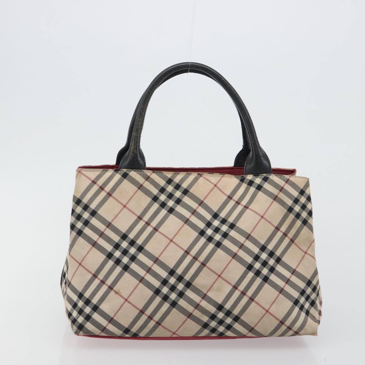 BURBERRY Nova Check Bag Nylon Leather 2 Set Beige Green Auth 139805