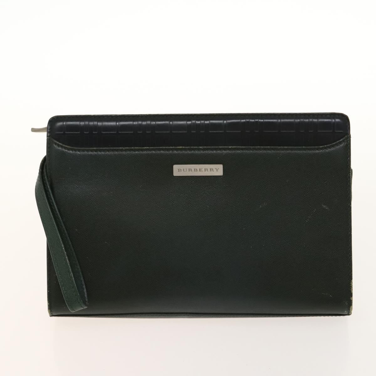 BURBERRY Nova Check Bag Nylon Leather 2Set Beige Green Auth 139805