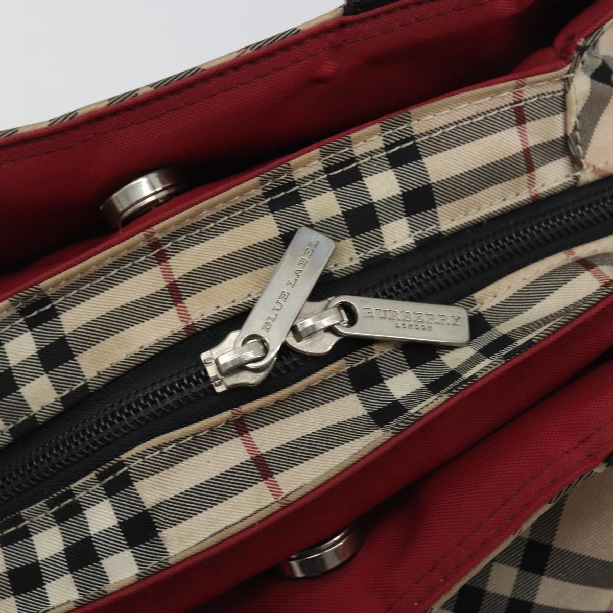 BURBERRY Nova Check Bag Nylon Leather 2 Set Beige Green Auth 139805