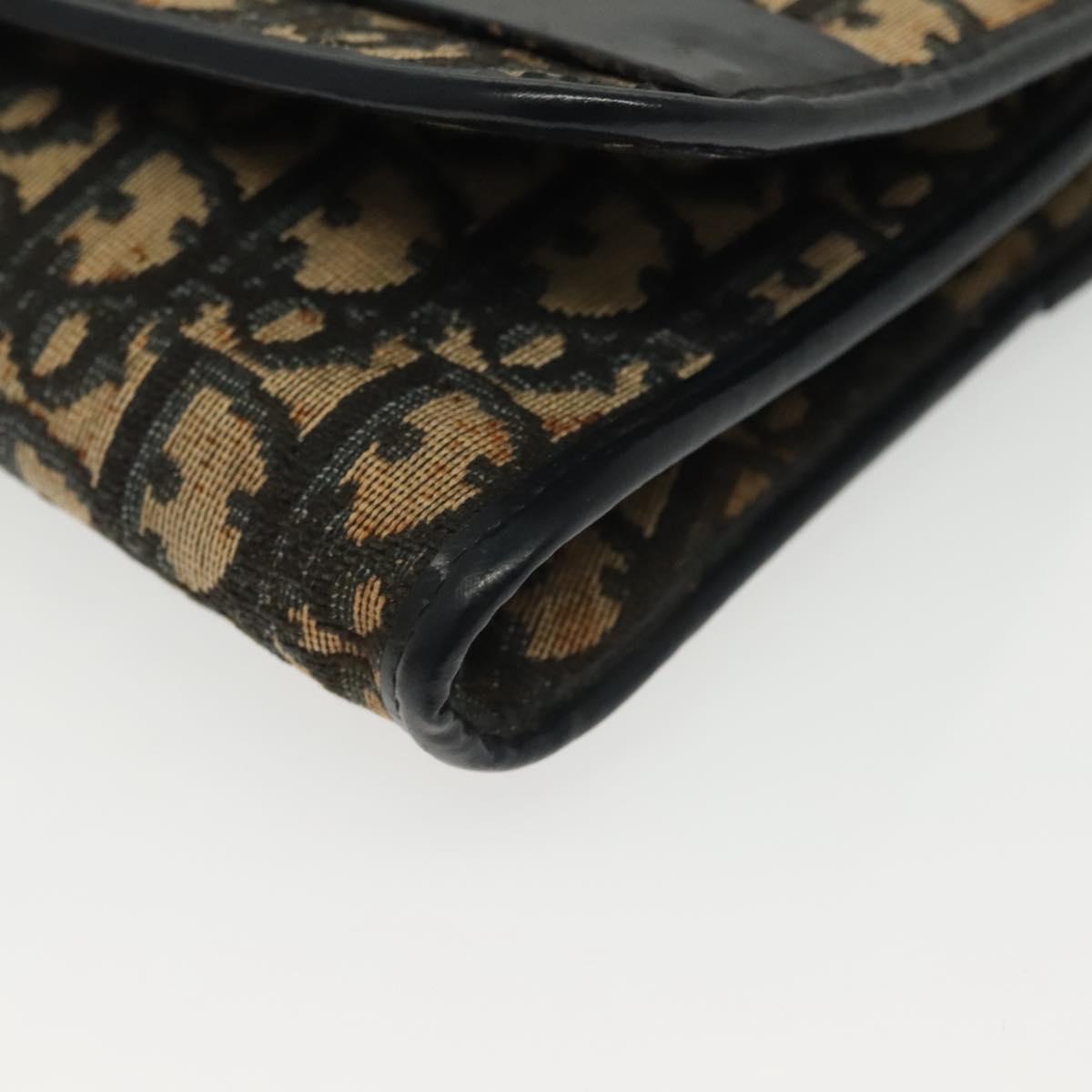 Christian Dior Trotter Canvas Chain Shoulder Bag Navy Gold Auth 139814