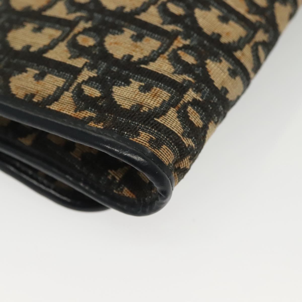 Christian Dior Trotter Canvas Chain Shoulder Bag Navy Gold Auth 139814