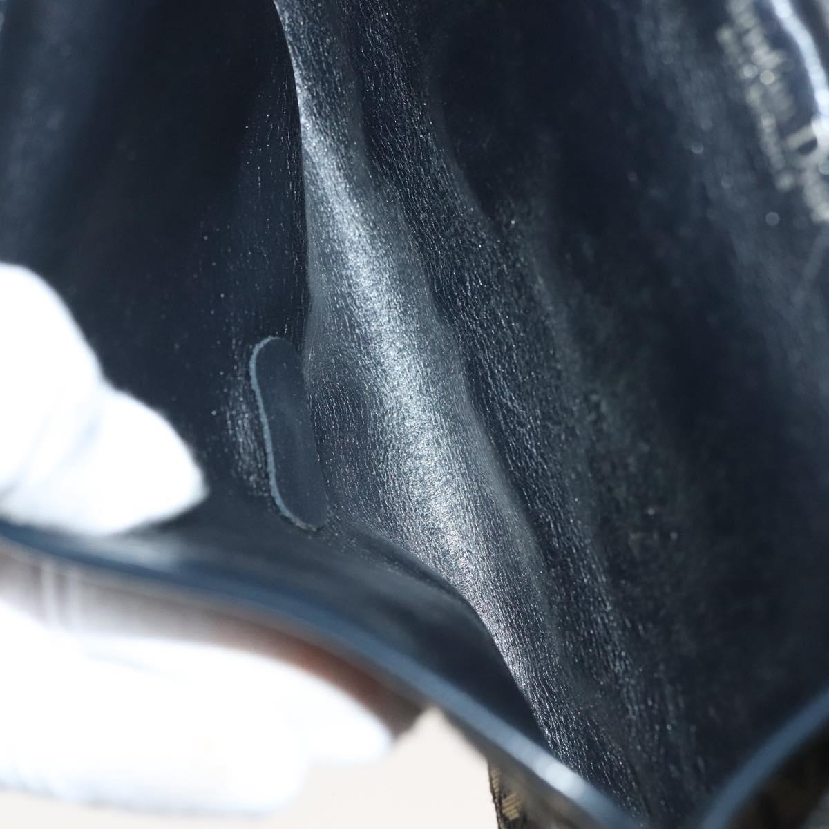 Christian Dior Trotter Canvas Chain Shoulder Bag Navy Gold Auth 139814