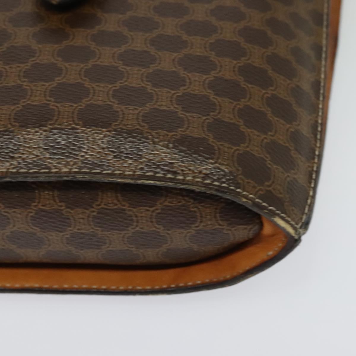 CELINE Macadam Canvas Shoulder Bag PVC Leather Brown Gold Auth 139816
