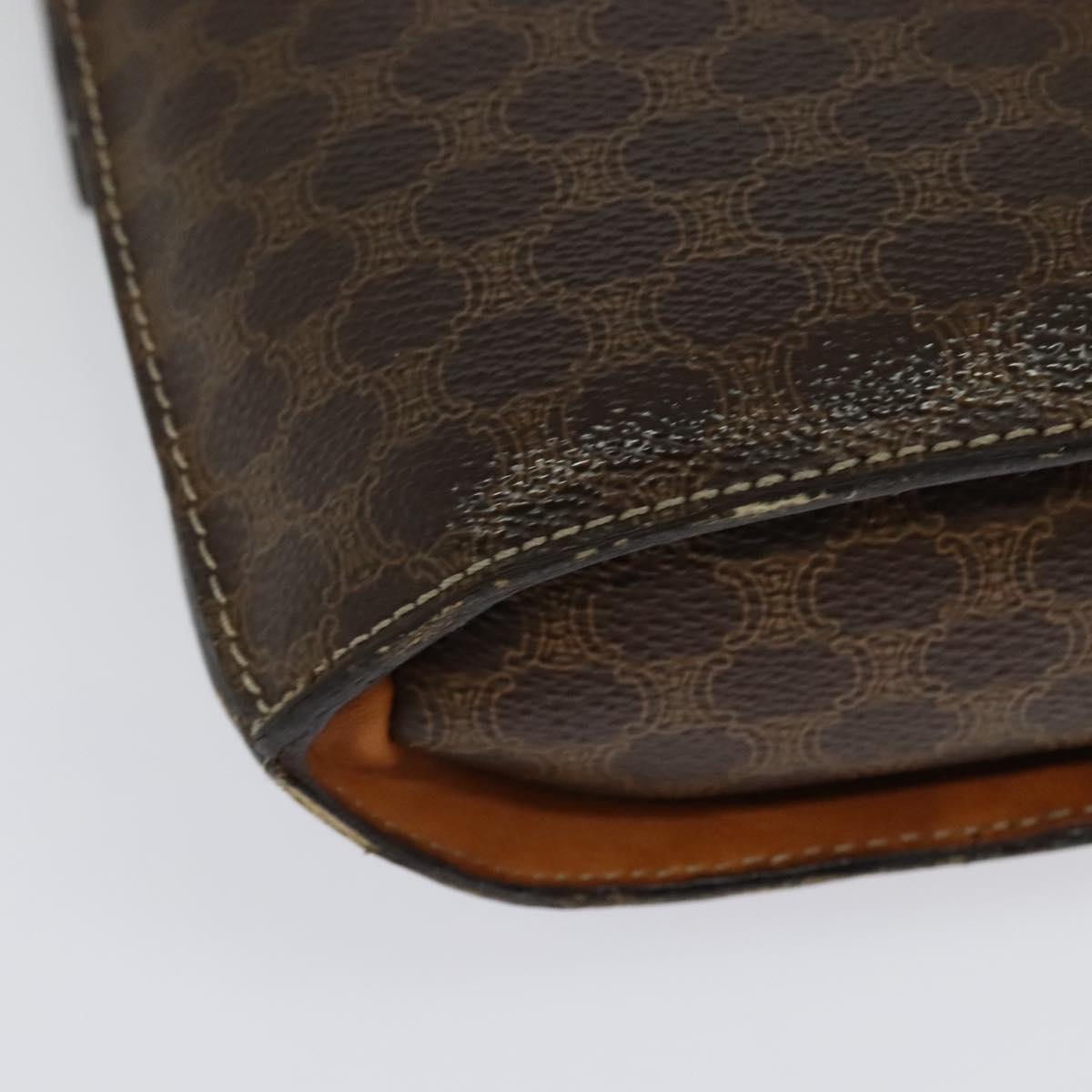CELINE Macadam Canvas Shoulder Bag PVC Leather Brown Gold Auth 139816