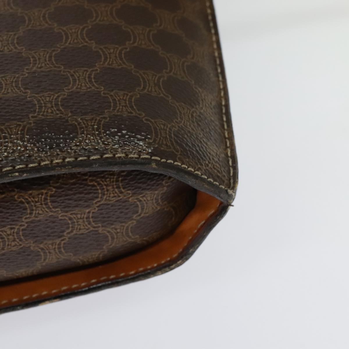 CELINE Macadam Canvas Shoulder Bag PVC Leather Brown Gold Auth 139816