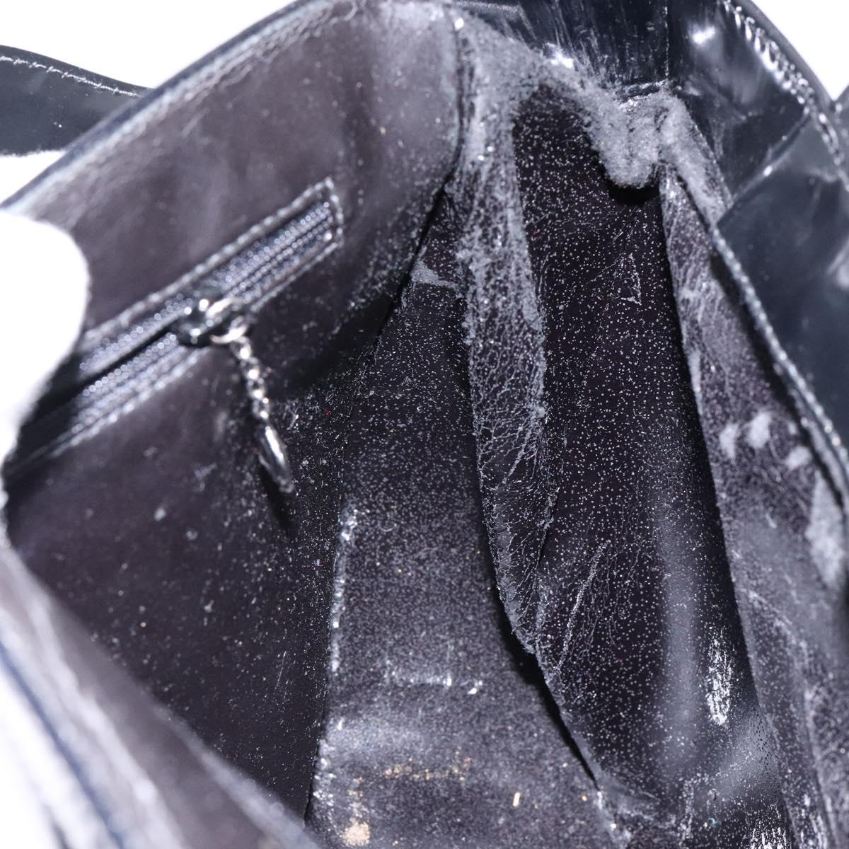 GUCCI Interlocking Hand Bag Patent leather Black 000 1013 0504 Auth 139818