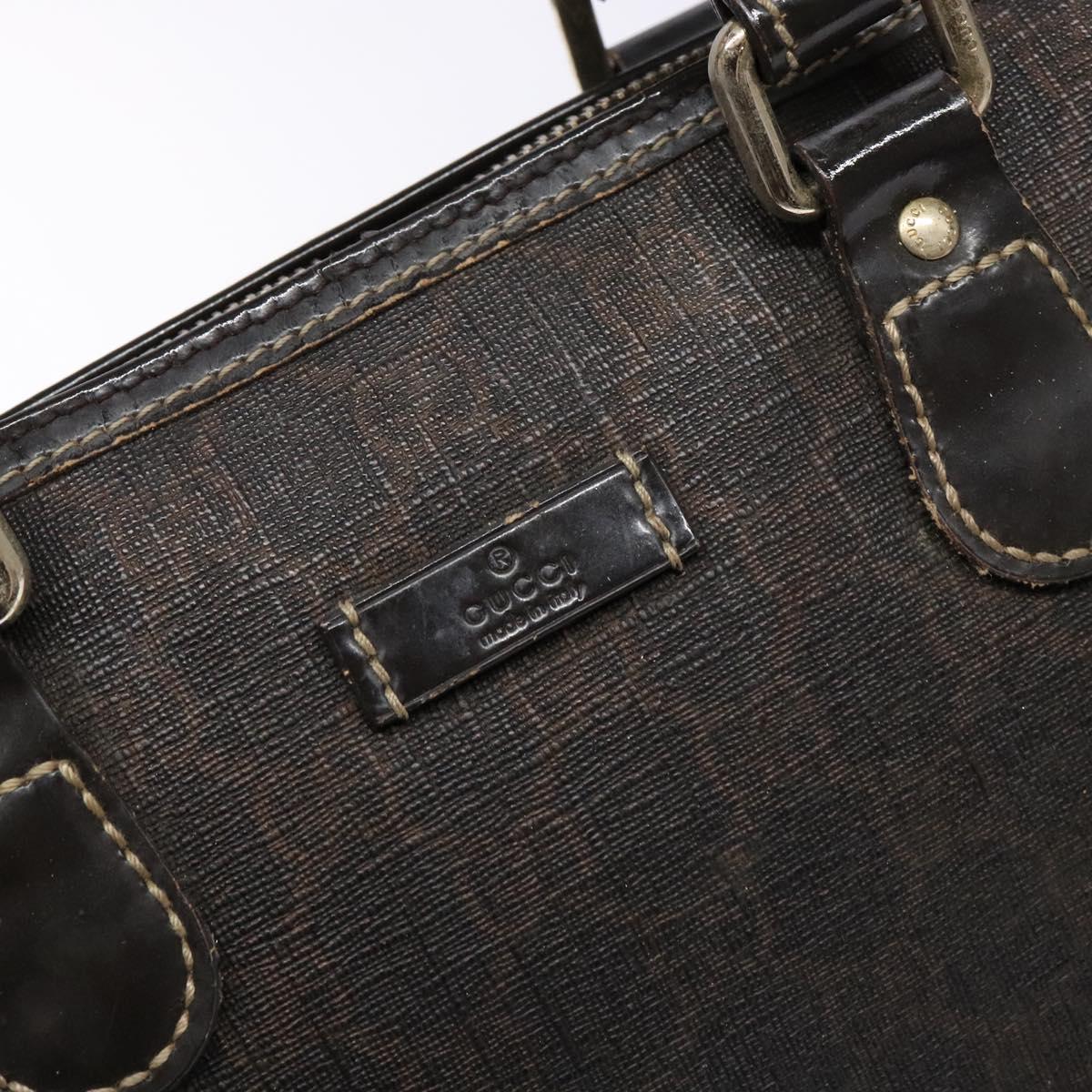 GUCCI GG Supreme Hand Bag PVC Leather Gold Dark Brown 190259 Auth 139819