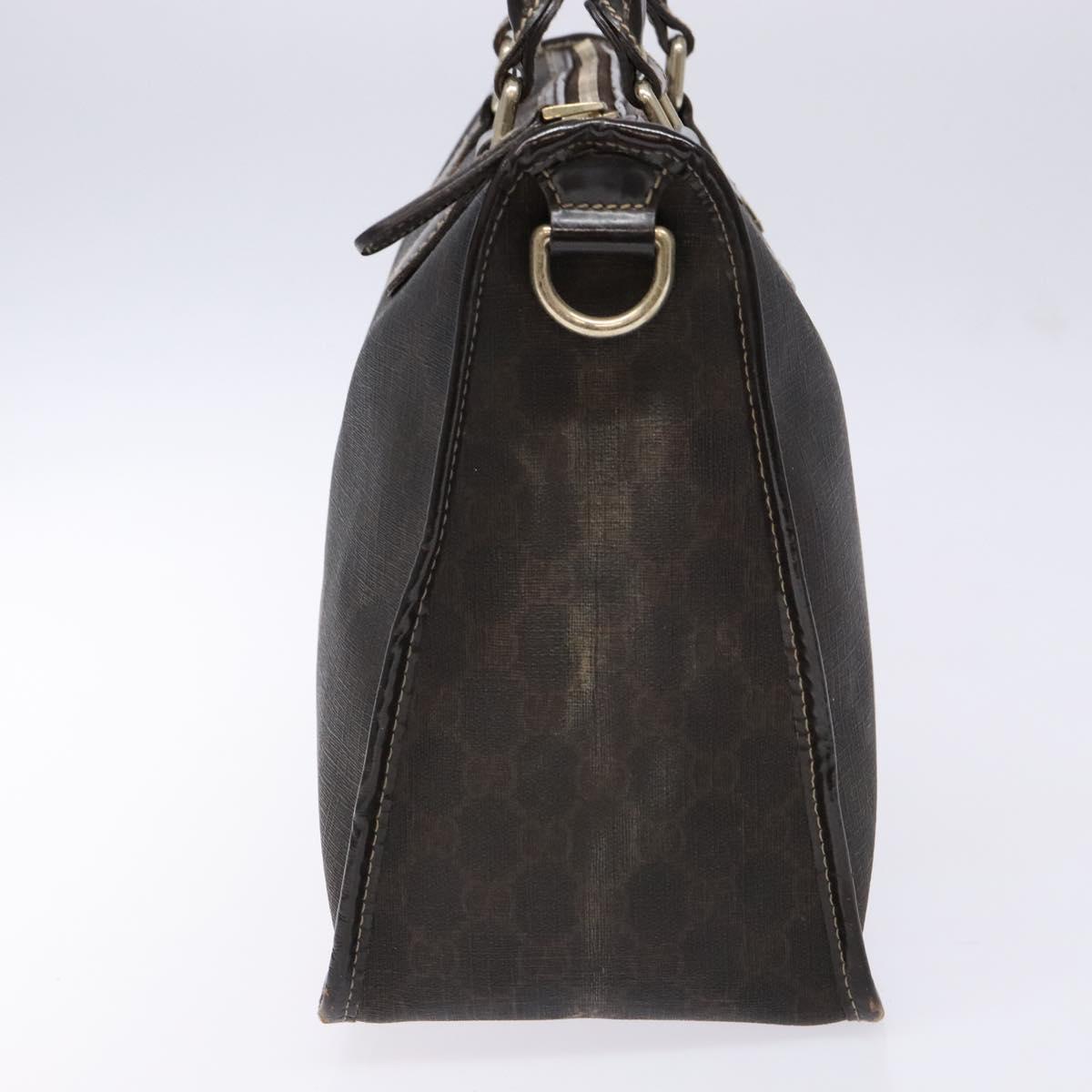 GUCCI GG Supreme Hand Bag PVC Leather Gold Dark Brown 190259 Auth 139819