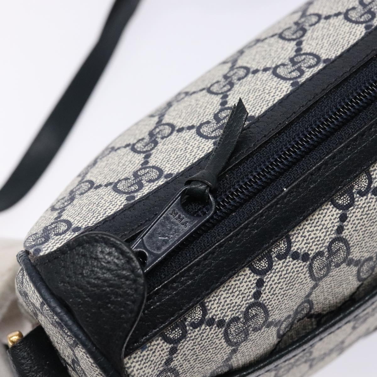 GUCCI GG Supreme Sherry Line Shoulder Bag PVC Navy Gold Red Auth 139821